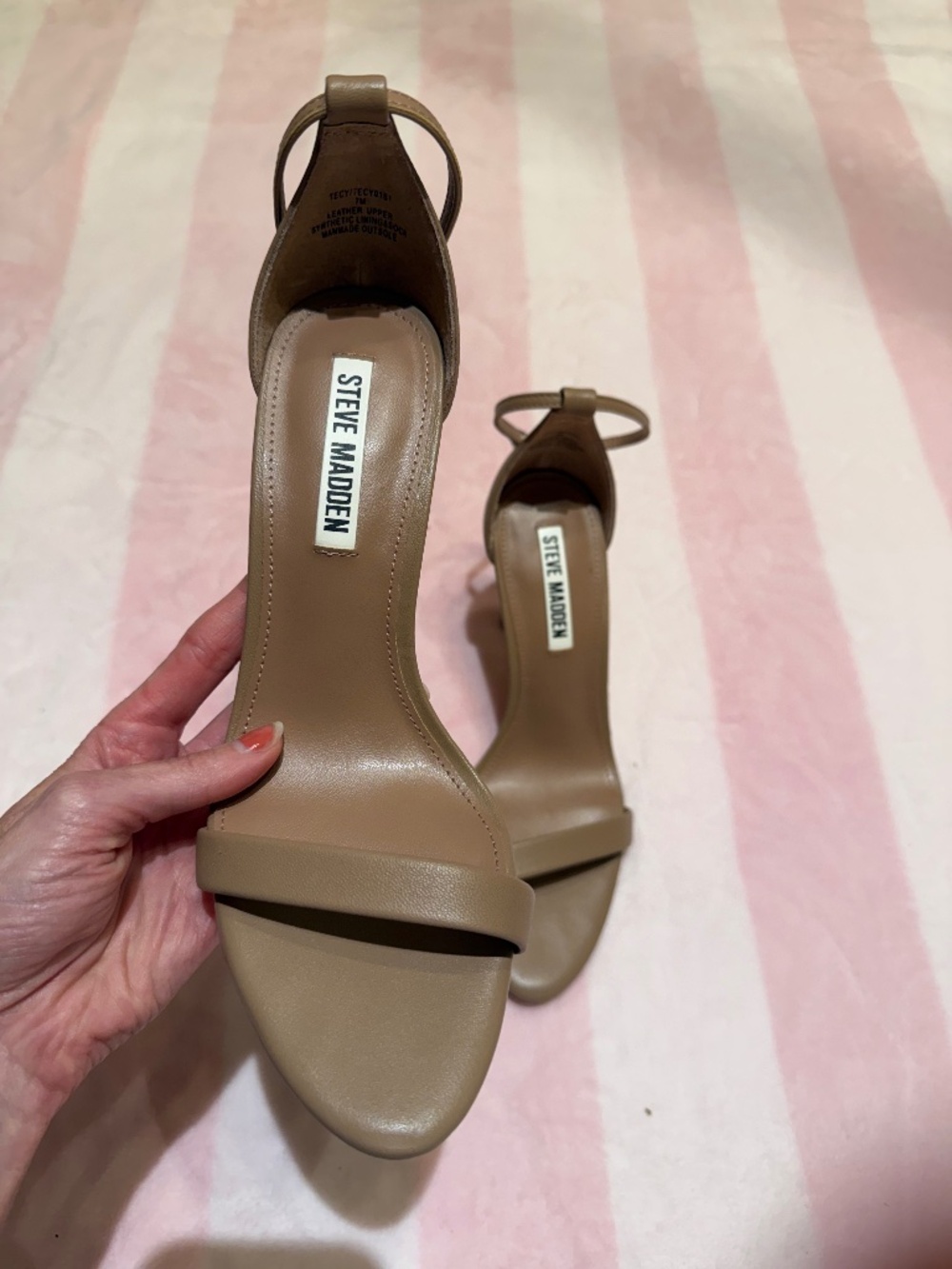Tecy Tan Leather Strappy Sandals, Steve Madden, US 7M